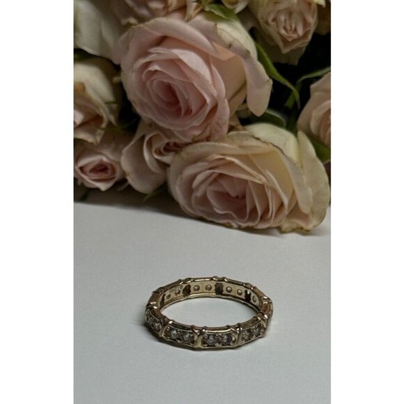 925 STERLING SILVER GOLD PLATED CZ RING SIZE 9 - Picture 6 of 9
